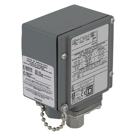 TELEMECANIQUE SENSORS Pressure Switch, (1) Port, 1/4-18 in FNPT, DPDT, 3 to 150 psi, Standard Action 9012GDW25