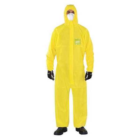 Microchem Coveralls, 25 PK, Yellow, Polyethylene, Zipper YY23-B-92-111-08