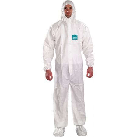 ANSELL Coveralls, 25 PK, White, Microporous Film Laminate, Zipper WH18-B-92-107-05