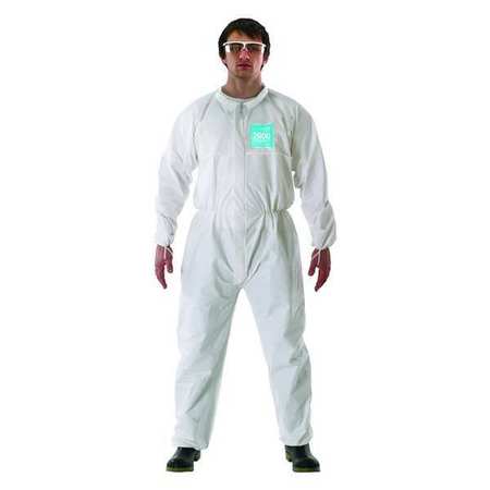 ANSELL Coveralls, 25 PK, White, Microporous Film Laminate, Zipper 682000