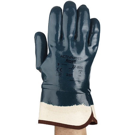 ANSELL Nitrile Coated Gloves, Full Coverage, Blue, 10, PR 27-805