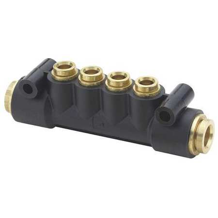 PARKER Manifold, 3/8 in. Outside Dia., 6.49 in. L 24M-6-6