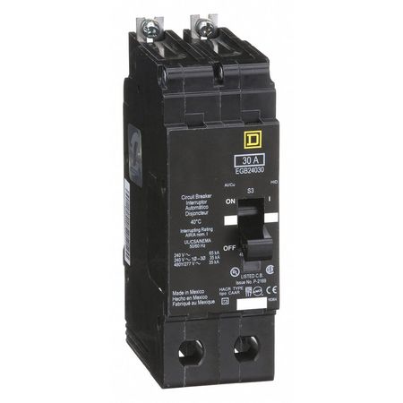 SQUARE D Miniature Circuit Breaker, EGB Series 30A, 2 Pole, 277/480V AC EGB24030