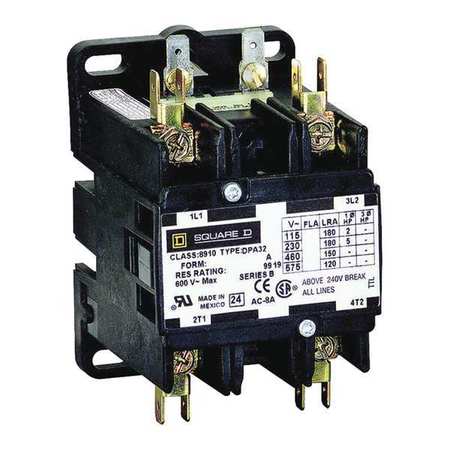 SQUARE D 600VAC Definite Purpose Contactor 2P 30A 8910DPA32V02U1