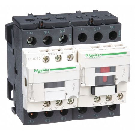 SCHNEIDER ELECTRIC IEC Magnetic Contactor, 3 Poles, 120 V AC, 25 A, Reversing: Yes LC2D25G7