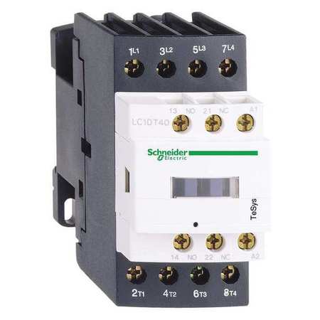 SCHNEIDER ELECTRIC IEC Magnetic Contactor, 4 Poles, 24 V DC, 40 A, Reversing: No LC1DT40BD