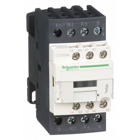 SCHNEIDER ELECTRIC IEC Magnetic Contactor, 4 Poles, 120 V AC, 25 A, Reversing: No LC1D258G7