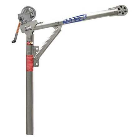 OZ LIFTING PRODUCTS Davit Crane, 1,000 lb Capacity, 27.5 in to 42 in Reach, 0 in to 660 in Lift Range, Silver OZ1000DAV
