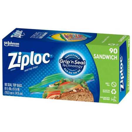 Ziploc Zipper Seal Reclosable Bag 6-1/2" x 5-1/8", 1.12 mil, Clear, Pk90 315885