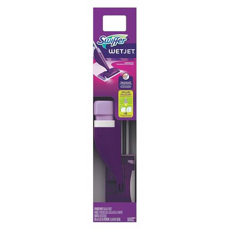 Swiffer 5-13/32 in Flat Spray Mop, 18-55/64 oz Dry Wt, Hook-and-Loop Connection, Purple, Cellulose, PK2 92811