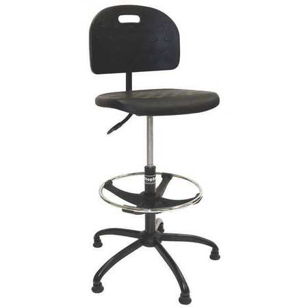 SHOPSOL Polyurethane Workbench Chair, 25" to 35", No Arms, Black 1010275