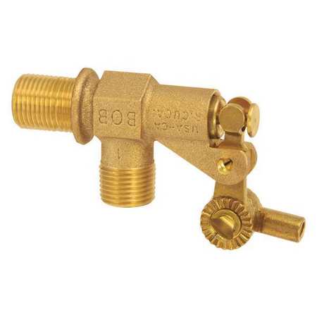 BOB Float Valve, 1/2 in., Bulkhead, Brass, MNPT R700-1/2