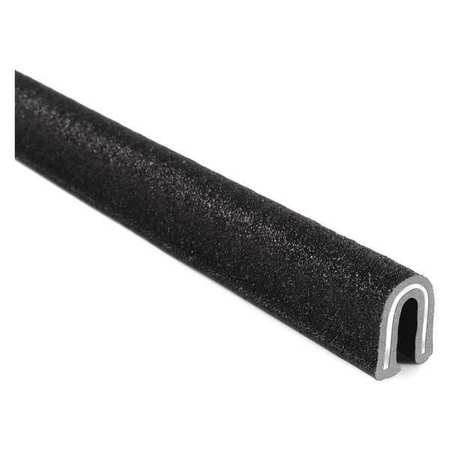 Trim-Lok Edge Trim, PVC, Aluminum, 25 ft Length, 0.395 in Overall Width, Style: Rubber Look 1100B7X1/8-25