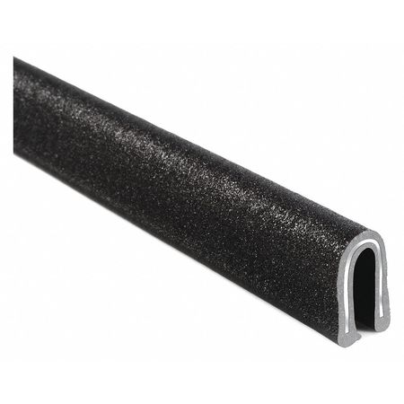Trim-Lok Edge Trim, PVC, Aluminum, 100 ft Length, 0.345 in Overall Width, Style: Rubber Look 2200SB7X1/8-100