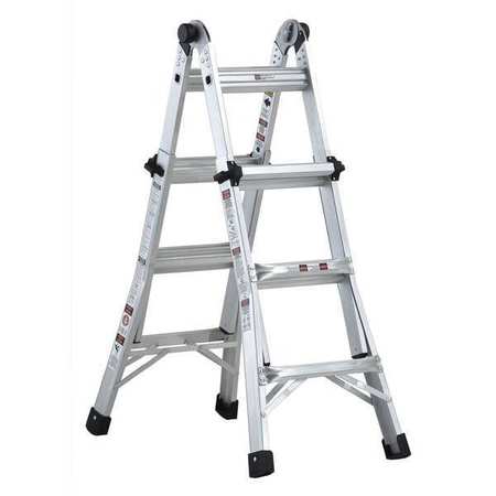 LOUISVILLE Multipurpose Ladder, Extension, Scaffold, Staircase, Stepladder Configuration, 11 ft, Aluminum L-2098-13