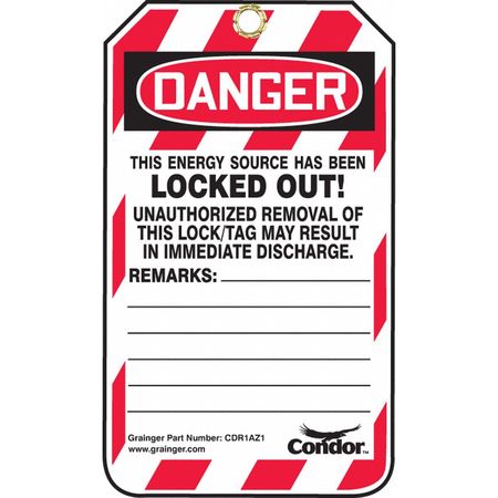 Condor Lockout Tag, 3-1/4 in. W, PK25 48RU08