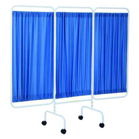 R&B WIRE PRODUCTS Three Panel Mobile Privacy Screen with Antimicrobial Blue Fabric Panels PSS-3C/AM/BF