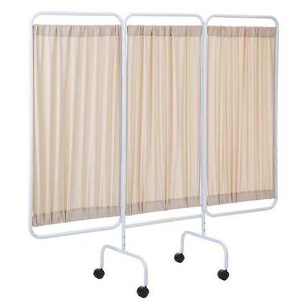 R&B WIRE PRODUCTS Three Panel Mobile Privacy Screen with Antimicrobial Beige Fabric Panels PSS-3C/AM/BGF