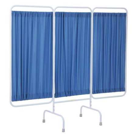 R&B WIRE PRODUCTS Three Panel Stationary Privacy Screen with Antimicrobial Blue Fabric Panels PSS-3/AM/BF