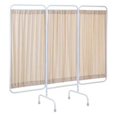 R&B WIRE PRODUCTS Three Panel Stationary Privacy Screen with Antimicrobial Beige Fabric Panels PSS-3/AM/BGF