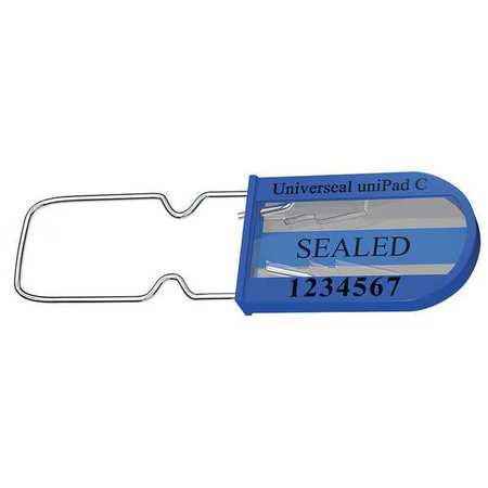 UNIVERSEAL Padlock Seal 3-1/4" x 3/64", Plastic, Blue, Pk50 UPAD-C BLUE50