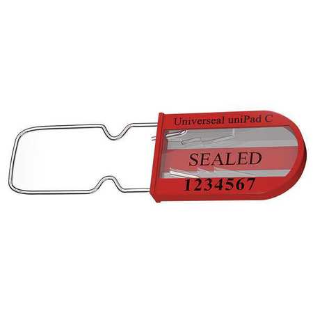 UNIVERSEAL Padlock Seal 3-1/4" x 3/64", Plastic, Red, Pk50 UPAD-C RED50