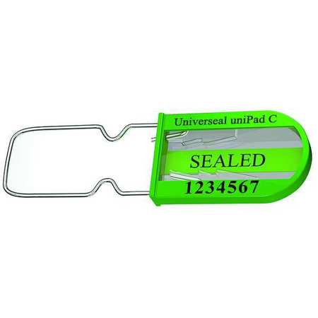 UNIVERSEAL Padlock Seal 3-1/4" x 3/64", Plastic, Green, Pk50 UPAD-C GREEN50