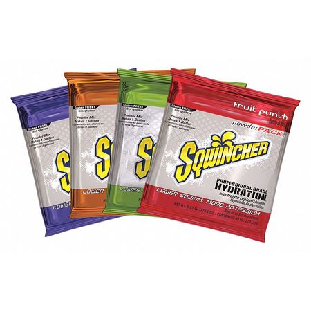 SQWINCHER Sports Drink Mix, 9.53 oz., Mix Powder, Regular, Assorted Flavors, 80 PK 159016007