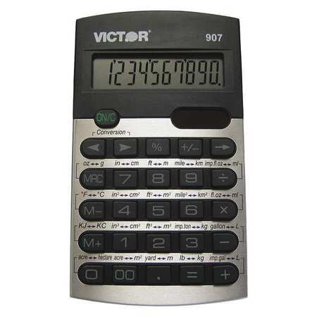 VICTOR TECHNOLOGY Metric Conversion Calculator, 10 Digits 907