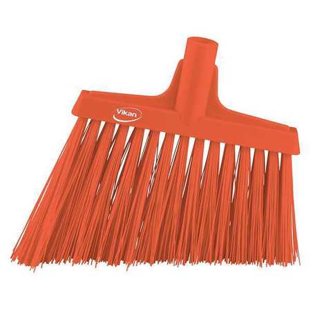 VIKAN 11 51/64 in Sweep Face Angle Broom, Stiff, Synthetic, Orange 29147
