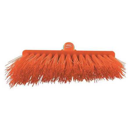 Vikan 11 51/64 in Sweep Face Broom Head, Stiff, Synthetic, Orange 29147