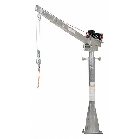 Zoro Select Davit Crane, 2000 lb. Capacity, 51.2" to 87.2" Reach, 59-1/2" to 106-1/2" Lift Range, Silver WTJ-20-4-DC-GAL