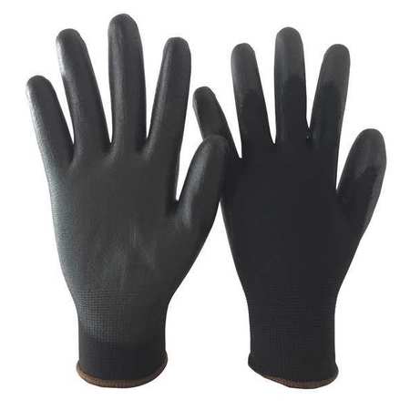 Condor Polyurethane Coated Gloves, Palm Coverage, Black, M, PR 48UP82
