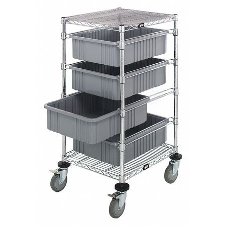 QUANTUM STORAGE SYSTEMS Mobile Bin Cart 45 in H x 24 in W BC212434M1GY