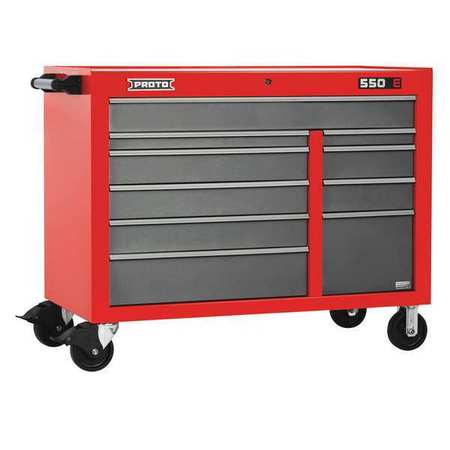 Proto 550S Rolling Tool Cabinet, 10 Drawer, Gloss Black, Steel, 50 in W x 25 1/4 in D x 41 in H J555041-10BK