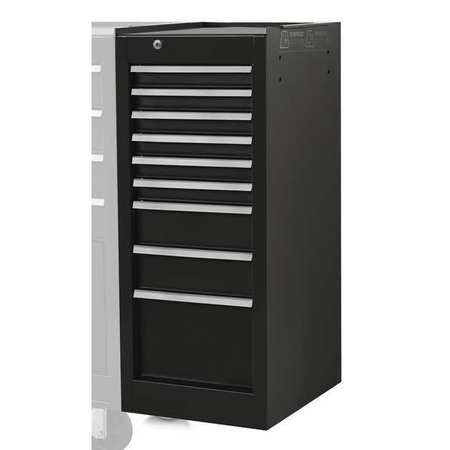 Proto 540 Side Cabinet, 9 Drawer, Black, Steel, 15 in W x 18 in D x 35 in H J541535-9BK-SC