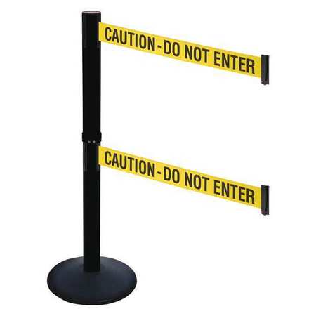 RETRACTA-BELT Barrier Post, PVC Post, Black, Ylw/Blk Text 331DPSB-CAU