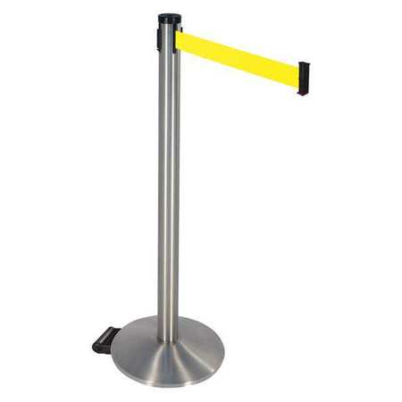 RETRACTA-BELT Barrier Post, w/Wheels, 2in. Belt W 304SS-FY