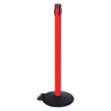 RETRACTA-BELT Belt Barrier Rcvr. Post, Red, Cast Iron 305PRD-RCV