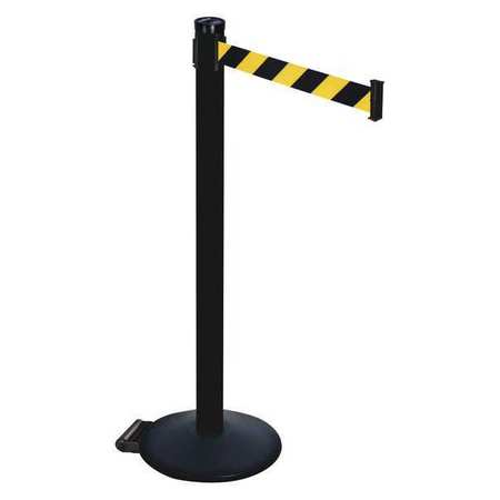 RETRACTA-BELT Barrier Post, Black/Ylw Belt, 2 in. Belt W 305PSB-BYD