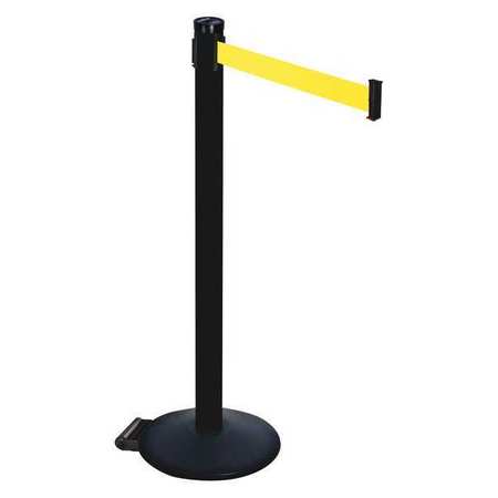 RETRACTA-BELT Barrier Post, Yellow Belt, 2 in. Belt W 305PSB-YW