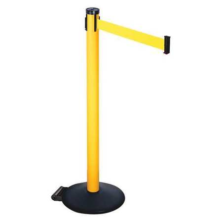 RETRACTA-BELT Barrier Post, Yellow Belt, 2 in. Belt W 305PYW-YW