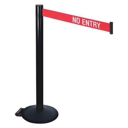 RETRACTA-BELT Barrier Post, Black, 40 in. H, No Entry 335BA-NE