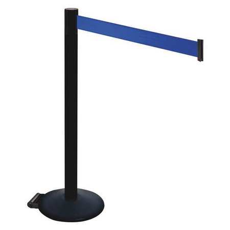 RETRACTA-BELT Barrier Post, PVC Post, Blue Belt, w/Wheels 335PSB-BL