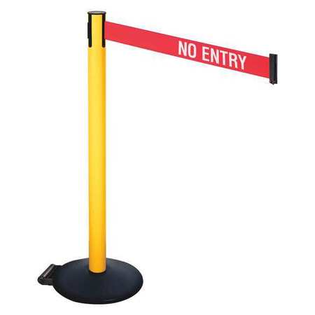 RETRACTA-BELT Barrier Post, PVC Post, w/Wheels, No Entry 335PYW-NE
