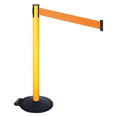 RETRACTA-BELT Barrier Post, PVC Post, Black, Orange Belt 335PYW-OR