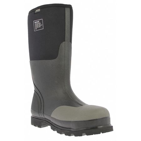 BOGS FOOTWEAR Size 10 Men's Steel Rubber Boot, Black 69172-001 M 10