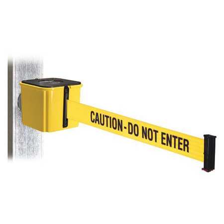 RETRACTA-BELT Belt Barrier, Yellow, Magnet, 15ft.L WH412YW15-CAU-MM