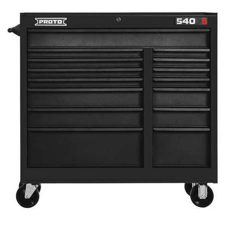 Proto 540S Rolling Tool Cabinet, 15 Drawer, Dual Black, Steel, 41 in W x 18 in D x 42 in H J544142-15DB