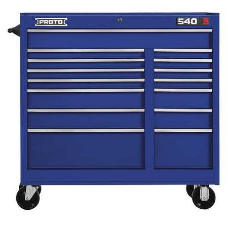 Proto 540S Rolling Tool Cabinet, 15 Drawer, Gloss Blue, Steel, 41 in W x 18 in D x 42 in H J544142-15BL